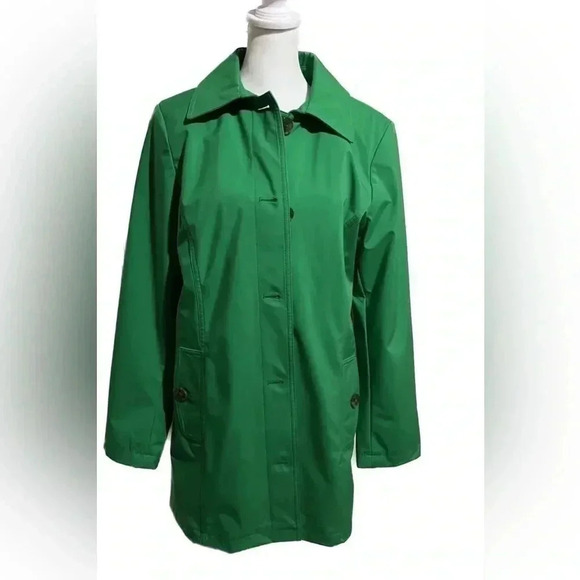 Dennis Basso Water Resistant Button Front Kelly green Jacket small - Picture 2 of 12